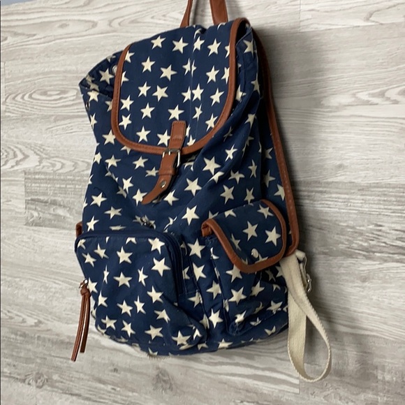 Bueno Navy Canvas Stars Backpack - Picture 2 of 7